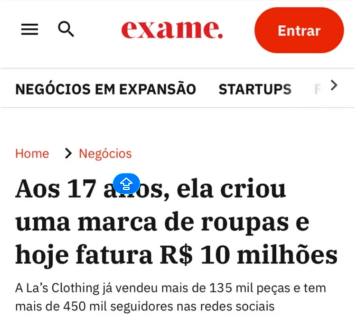 Matéria da Exame sobre a LA'S Clothing