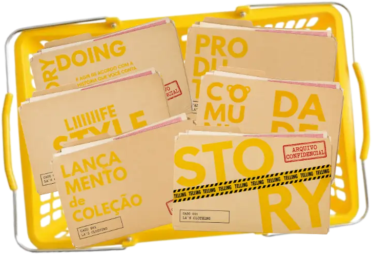 Cesto de compras com os dossiês de cada aula