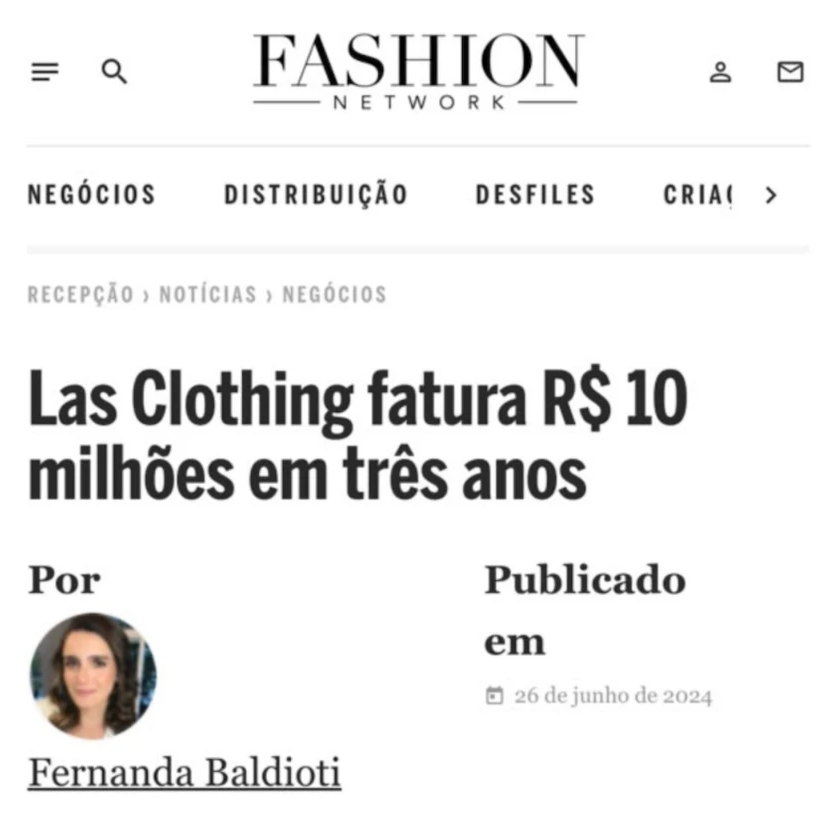 Matéria da Fashion Network sobre a LA'S Clothing
