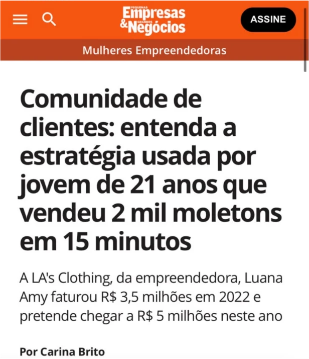 Matéria da Pequenas Empresas & Grandes Negócios sobre a LA'S Clothing